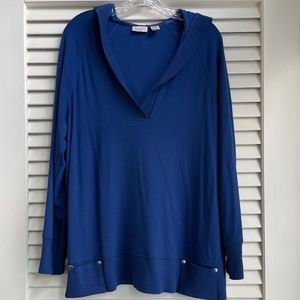 Chicos Zynergy Royal Blue Charlie Hooded Pullover, Size 2